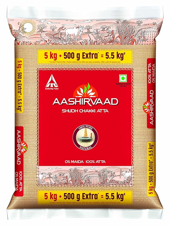 Aashirvaad Shudh Chakki Atta, 5kg Pack, 100% Whole Wheat Flour, 0% Maida